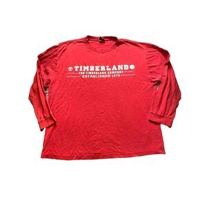VTG Timberland Shirt Adult Large Long Sleeve Crew Neck‎ Y2K Tree Logo Red Mens